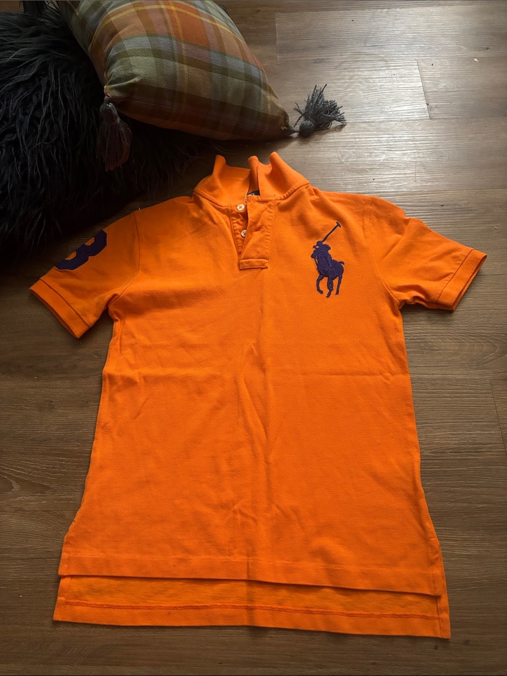 Ralph Lauren Orange Polo with Navy Embroidered Pony